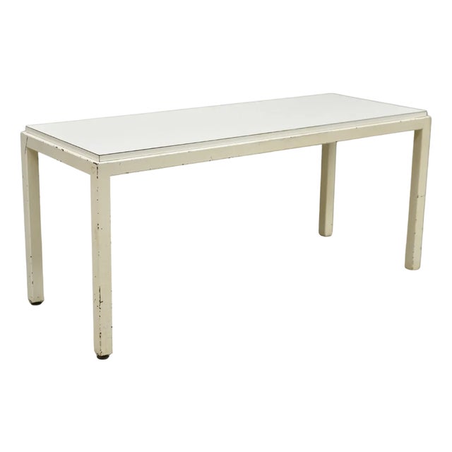 Vintage Mid Century Modern Steel Metal White Laminate Top Coffee Table Bench For Sale