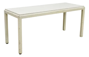 Vintage Mid Century Modern Steel Metal White Laminate Top Coffee Table Bench
