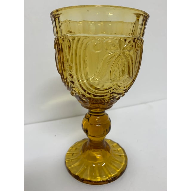 Glass Vintage 1940’s Amber Glass Goblets - Set of 6 For Sale - Image 7 of 13