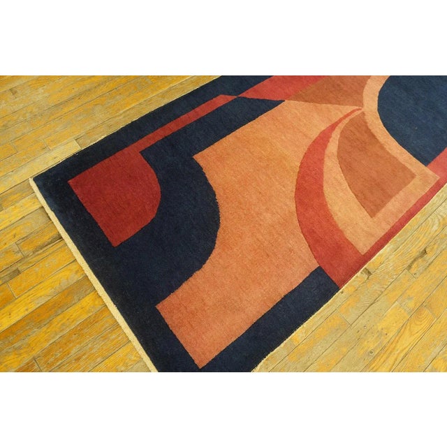 Textile 1920s Colorful Abstract Modernist Antique Chinese Art Deco Carpet 2'10'' X 5'9'' Wool Knotted Rug For Sale - Image 7 of 9