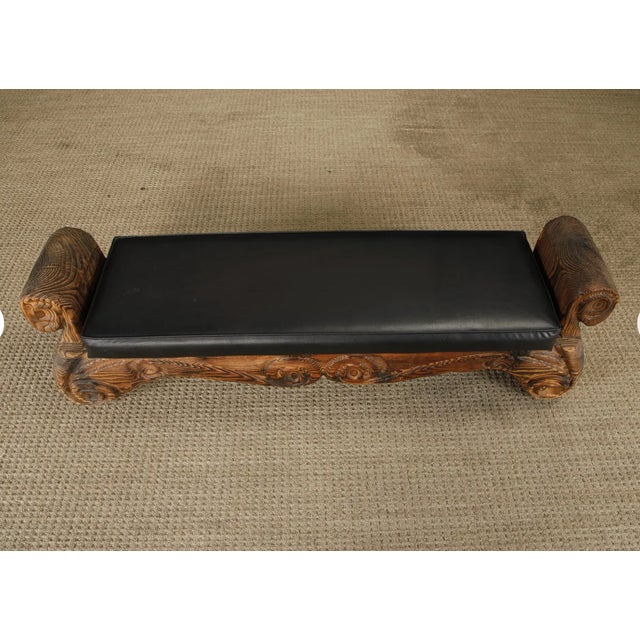 Vintage Mid-Century Tiki Polynesian Carved Wood Bench by Witco, 1960s For Sale In Los Angeles - Image 6 of 18