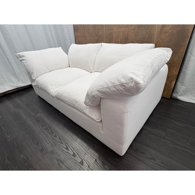 Modern Rh Cloud 7' Luxe Sofa — 2-Cushion | Perennials Performance Textured Linen Weave | White For Sale - Image 3 of 18