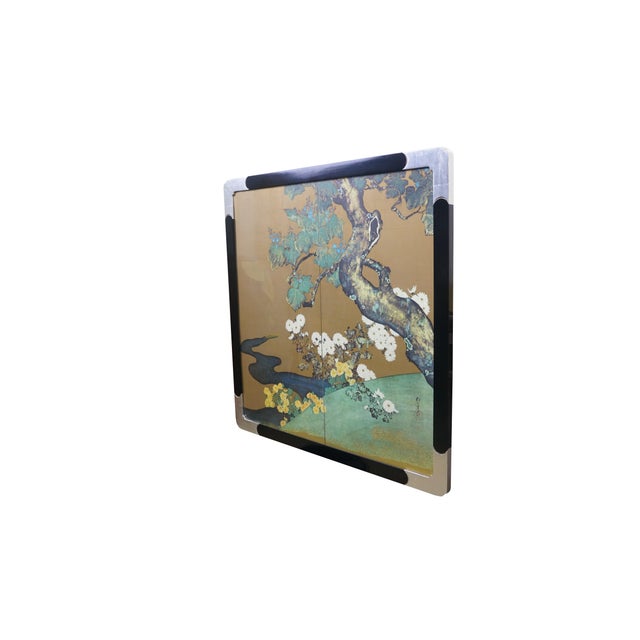 Mid-Century Modern Japanese Paulownias & Chrysanthemums Lithograph After Sakai Hoitsu 31" For Sale - Image 3 of 13