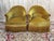 Magnificent pair of toadstool armchairs. Upholstered in sumptuous golden-yellow mohair velvet with subtle highlights,...