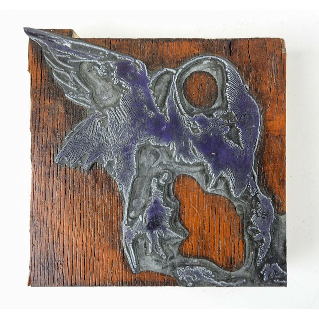 Mid 20th Century Expressionist Birdman Etched Metal & Wood Print Block in the Manner of Leonard Baskin For Sale - Image 5 of 5