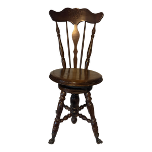 Late 19th Century Victorian High Back Swivel Piano Stool W/ Glass Ball & Clawfoot