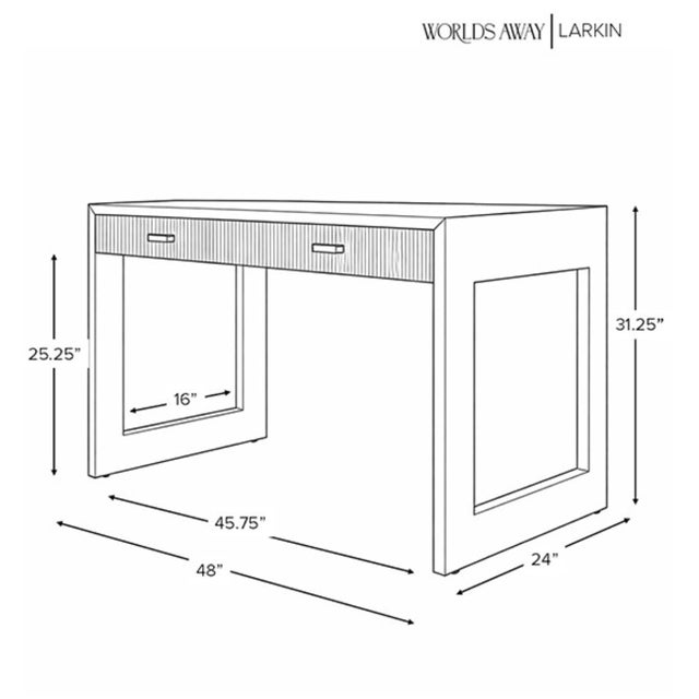 2020s Matthew Izzo Home Larkin Fluted Natural Oak Two Drawer Desk With Satin Brass Draw Pulls For Sale - Image 5 of 6