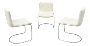 1970s Mid-Century Modern Giovanni Offredi for Saporiti Italia Lens Dining Chairs - Set of 3