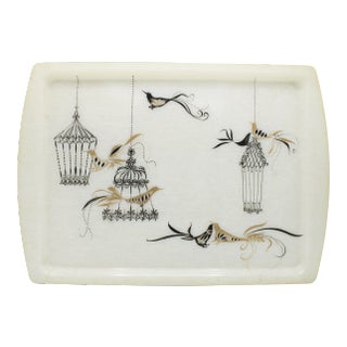 Mid Century Modern White Gold and Black Resin Tv Tray For Sale