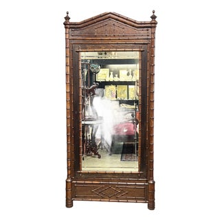 Late 19th Century Turn to the Century Victorian Faux Bamboo Armoire For Sale