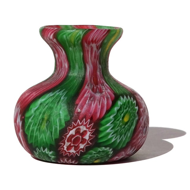 Early 20th Century Antique Fratelli Toso Murano Miniature Flower Mosaic Murrines Italian Art Glass Vase and Dish - Set of 2 For Sale - Image 5 of 10
