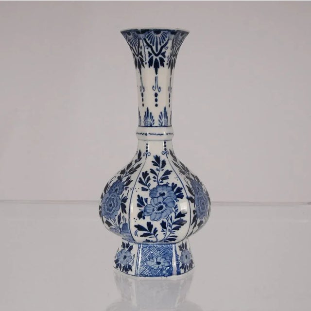 Blue and White Delftware Vase, Tea Caddy & Silver Spoons, Set of 11 For Sale - Image 4 of 10