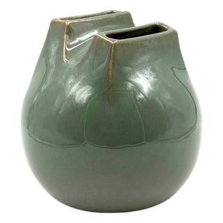 Mid-Century Modern Green Spherical Ceramic Vase from Franco Bucci, Italy, 1970s For Sale