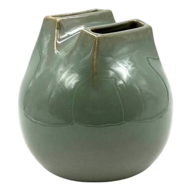 Mid-Century Modern Green Spherical Ceramic Vase from Franco Bucci, Italy, 1970s For Sale