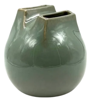 Mid-Century Modern Green Spherical Ceramic Vase from Franco Bucci, Italy, 1970s