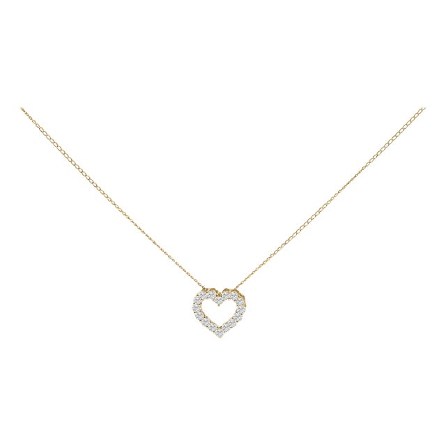 14K Yellow Gold 1/2 Carat Lab Grown Diamond Heart Shape Pendant Necklace For Sale