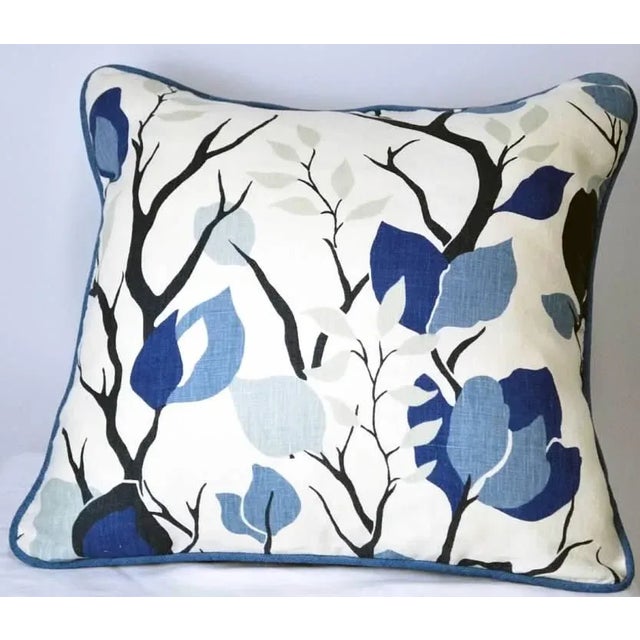 Beautiful, Lulu DK. Duralee multi-colored linen 20”x 20” pillow with contrast welted in Navy cord with hidden zipper, and...