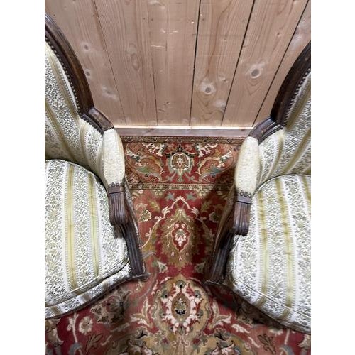 Louis XVI Style Bergère Armchairs, Set of 2 For Sale - Image 4 of 9