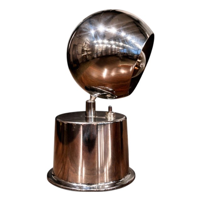 1950s Rewired Brazilian Modern Chrome Table Lamp by Dominici For Sale