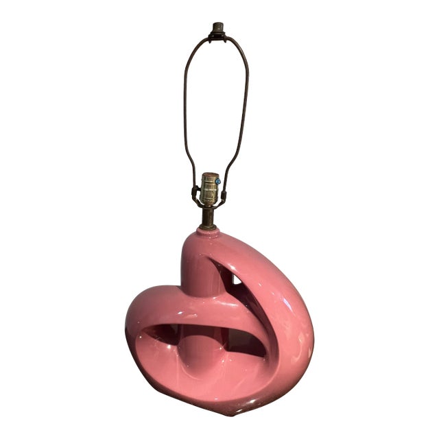 1980 Large Abstract Pink Ceramic Lamp For Sale