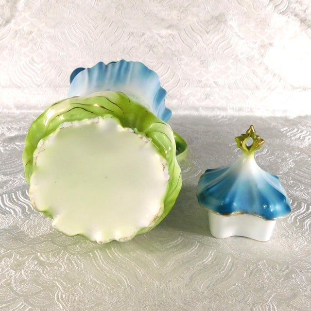 Teal and Light Green Shaped Chocolate Pot For Sale - Image 9 of 11