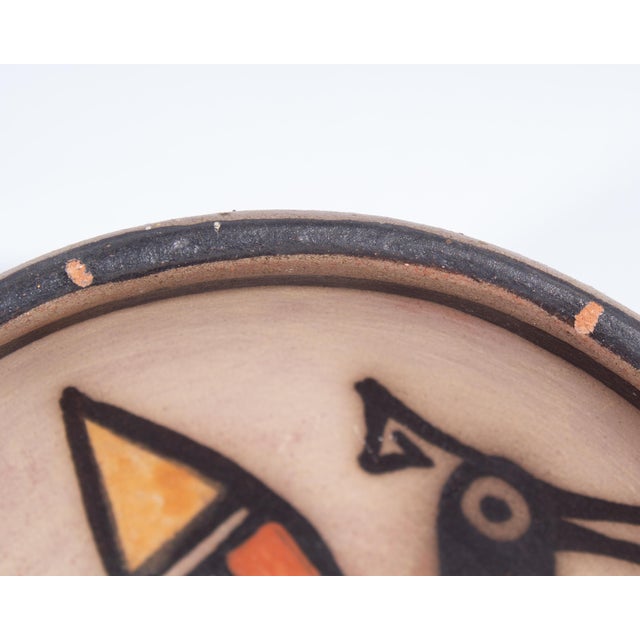 Late 20th Century Signed Santo Domingo Pueblo Bowl With Bird by Warren Coriz For Sale - Image 5 of 9