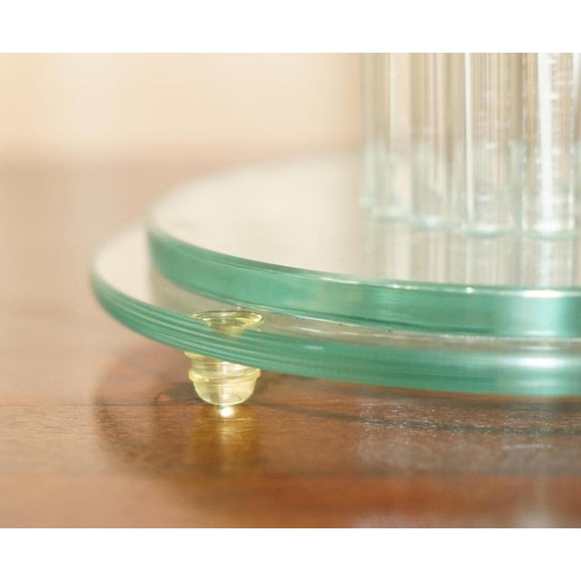 Gold Tall Glass and Brass Column Table Lamp For Sale - Image 8 of 14