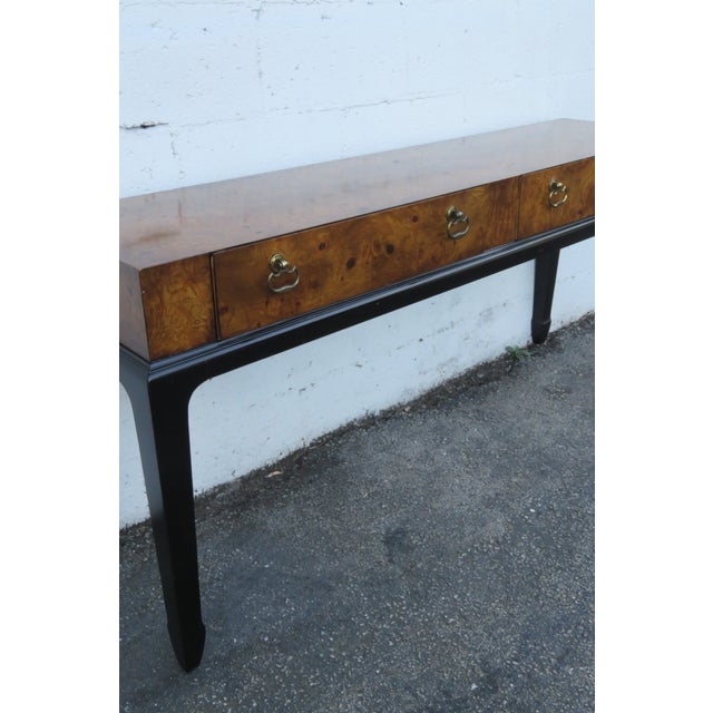 Hekman Hollywood Regency Ming Burlwood Long Narrow Library Console Table 6200 For Sale - Image 15 of 15
