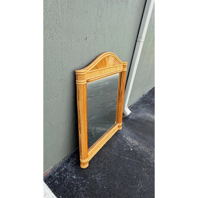 Vintage Pencil Reed Large Wall Column Mirror For Sale - Image 4 of 4