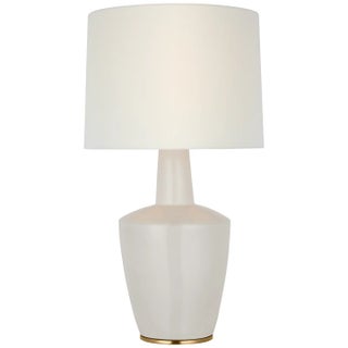 Barbara Barry by Visual Comfort Signature Paros 31" Table Lamp in Ivory with Linen Drum Shade For Sale