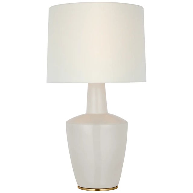 Barbara Barry by Visual Comfort Signature Paros 31" Table Lamp in Ivory with Linen Drum Shade For Sale