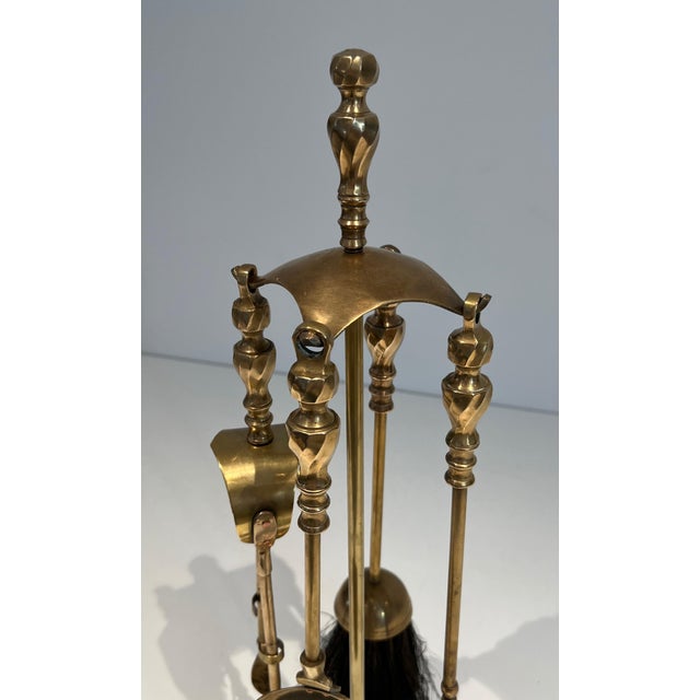 Metal 1970s Neoclassical Style Brass Fireplace Tools For Sale - Image 7 of 12