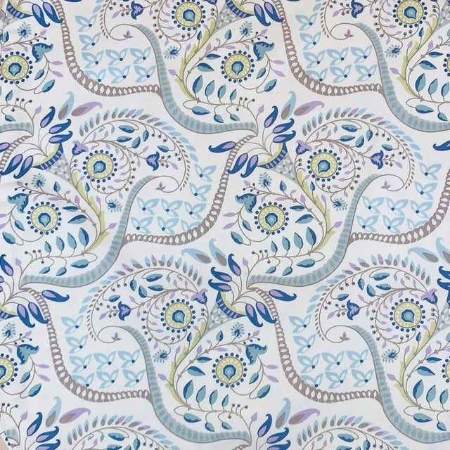 2020s Designer Vicki Payne Free Spirit Aqua Gray Green Ivory Purple Modern Botanical Paisley Leaves Pillow Covers- a Pair For Sale - Image 5 of 6