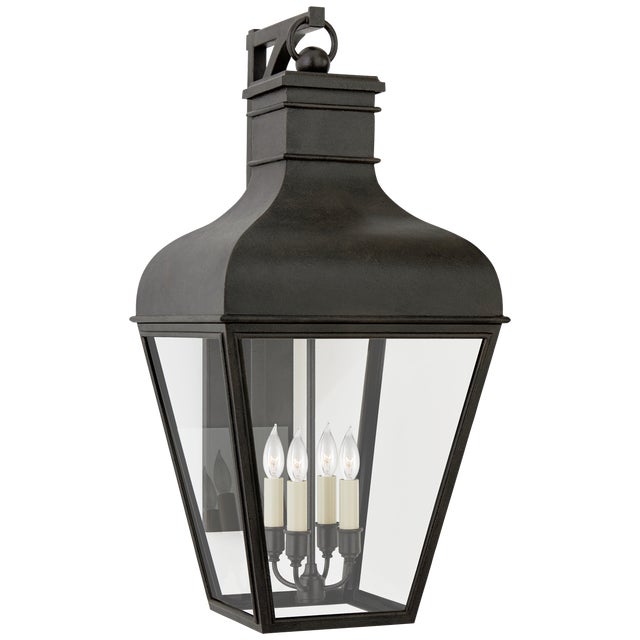 Fremont Medium Bracketed Wall Lantern in French Rust with Clear Glass Designer: Chapman & Myers Height: 27" Extension:...