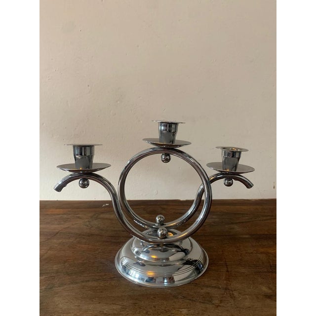 Silver Art Deco Chrome Candleholders from Demeyere, Belgium, 1930s, Set of 2 For Sale - Image 8 of 14