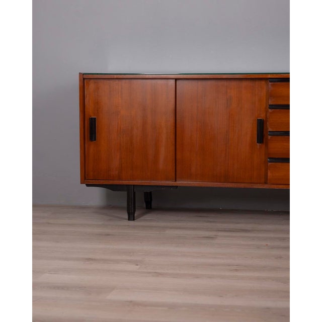 Mid-Century Modern Vintage Italian Sideboard in Wood and Glass, 1960s For Sale - Image 3 of 14