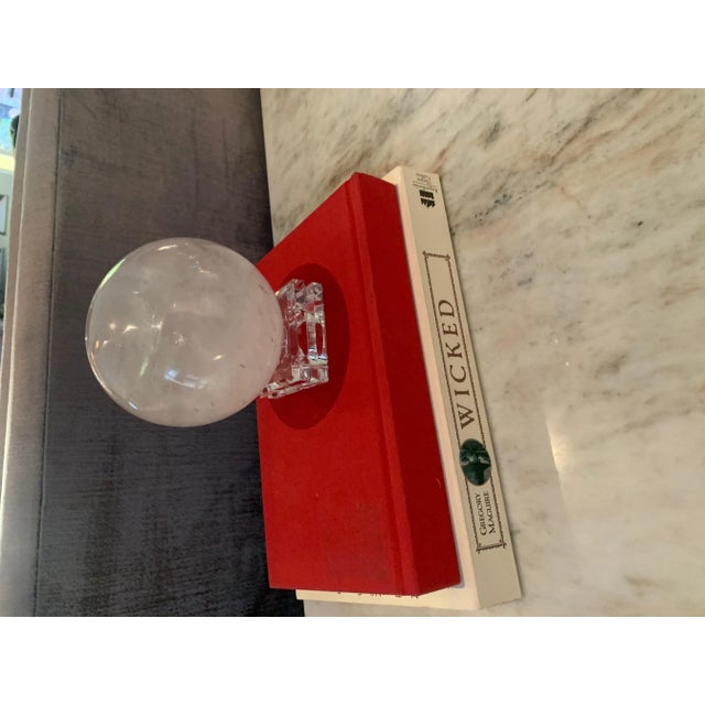 Transparent Rock Crystal Ball on Stand Paper Weight For Sale - Image 8 of 9