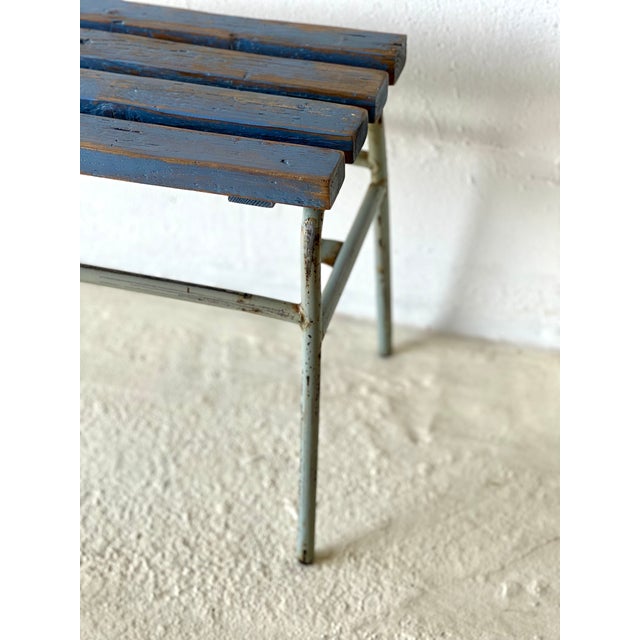 Industrial Blue Bench, 1960s For Sale - Image 13 of 18