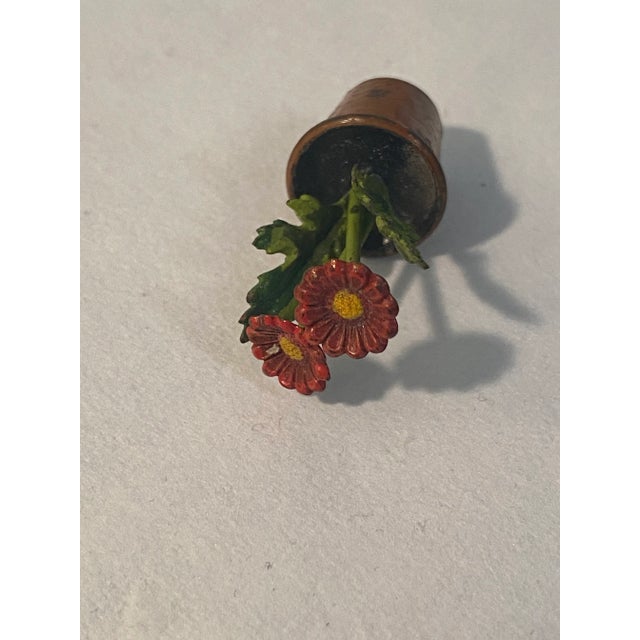 Rare Miniature Bronze Cold Painted Potted Flowers For Sale In Baltimore - Image 6 of 8