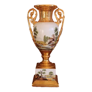 Large Paris Porcelain Painted and Gilt Centerpiece Vase