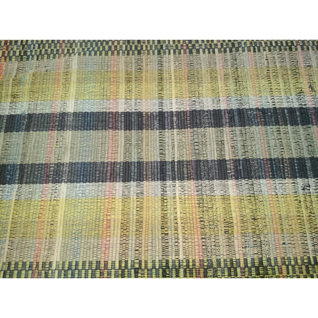 Vintage American Amish Rag Runner, Handwoven Stripe Pattern, Green & Yellow, 3x16 For Sale - Image 17 of 18