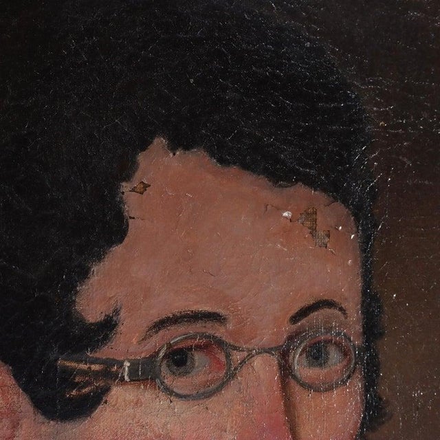 1920s Antique Oil on Canvas Painting, Portrait of a Scholar, C1830 For Sale - Image 5 of 12