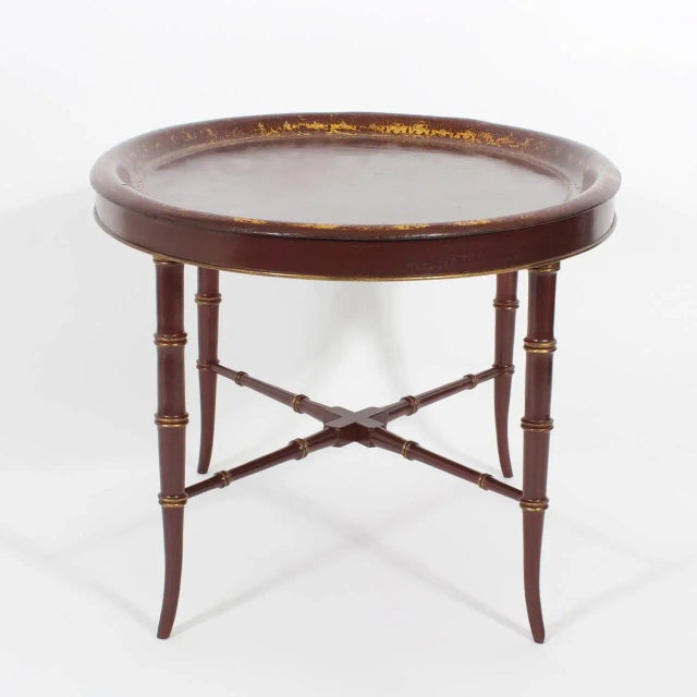 19th Century Red Paper Mache Tray on Custom Stand For Sale - Image 4 of 11