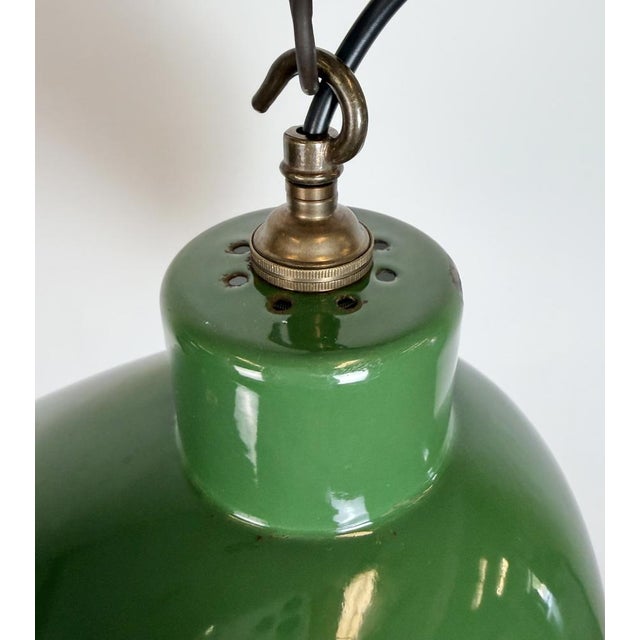Industrial Green Enamel Factory Pendant Lamp, 1960s For Sale - Image 4 of 17
