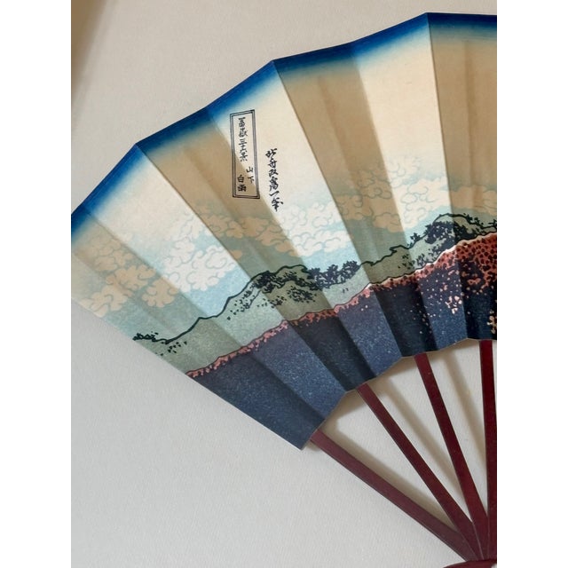 1960s 1960s Hand Painted Japanese Fan in Shadow Frame For Sale - Image 5 of 11