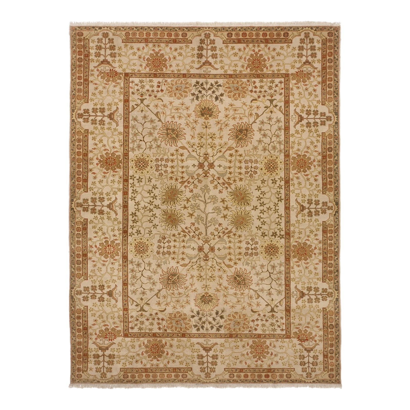 Handmade Tan Wool Pile Luxury Rug 9'2