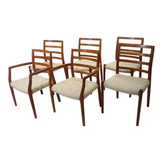 6 Niels Moller Teak Upholstered Dining Chairs for Jl Moller Denmark For Sale