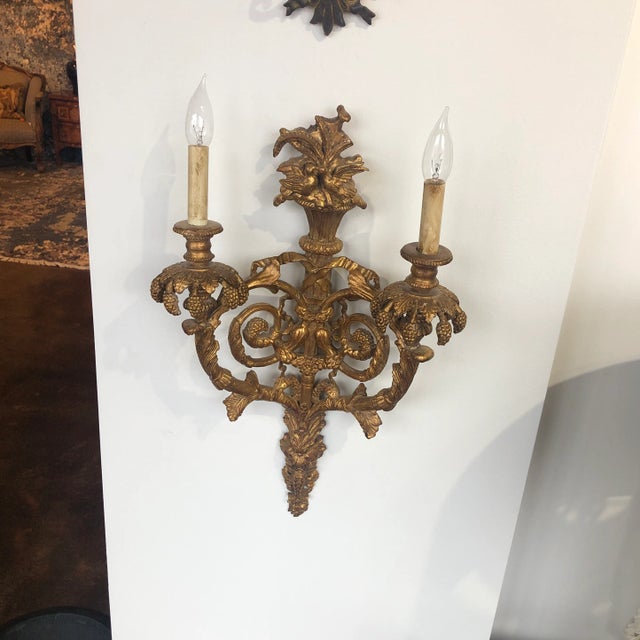 Pair of Traditional Italian Hand-Carved Light Sconce For Sale - Image 10 of 13