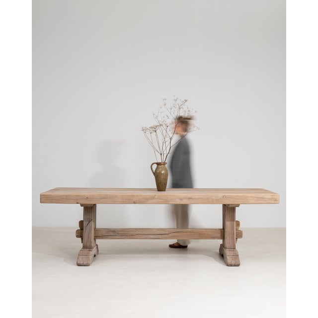 Oak Trestle Dining Table France 1970s For Sale - Image 11 of 12