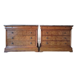 A Pair / Set of Louis Philippe Chests With Marble Top by Ethan Allen For Sale